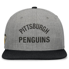 Pittsburgh Penguins Fanatics Elements Flat Brim Leather Strapback Hat - Heather Gray - NHL 200496204