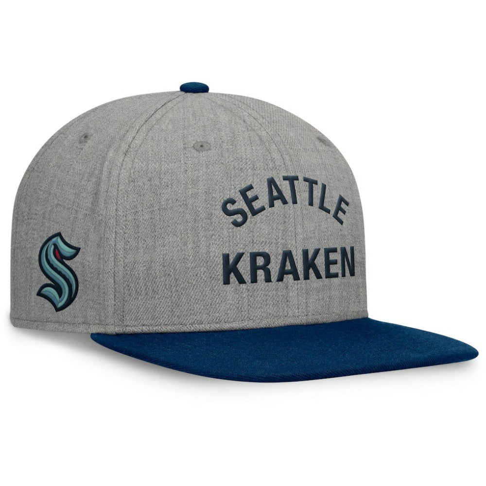 Seattle Kraken Fanatics Elements Flat Brim Leather Strapback Hat - Heather Gray - NHL 200496206