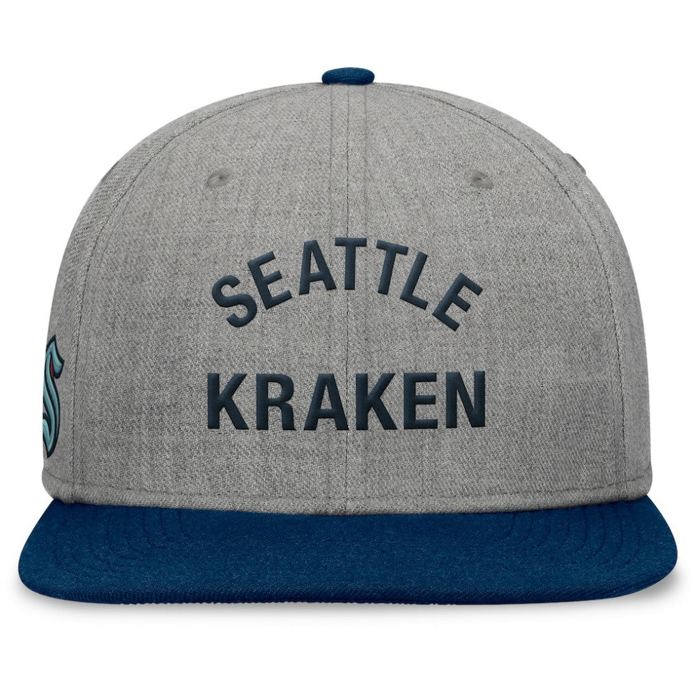 Seattle Kraken Fanatics Elements Flat Brim Leather Strapback Hat - Heather Gray - NHL 200496206