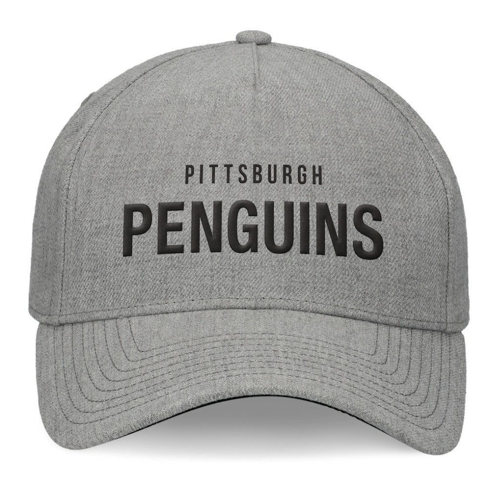 Pittsburgh Penguins Fanatics Elements A-Frame Leather Strapback Hat - Heather Gray - NHL 200496211
