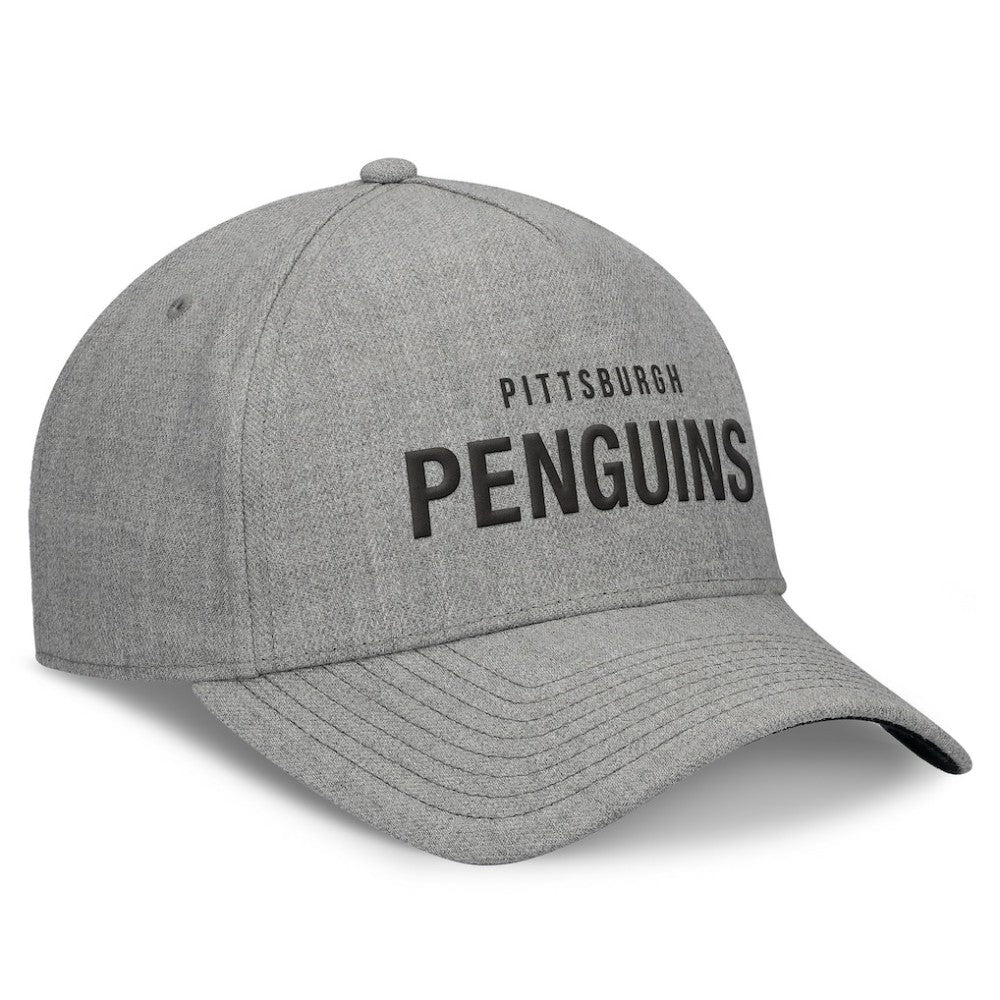 Pittsburgh Penguins Fanatics Elements A-Frame Leather Strapback Hat - Heather Gray - NHL 200496211