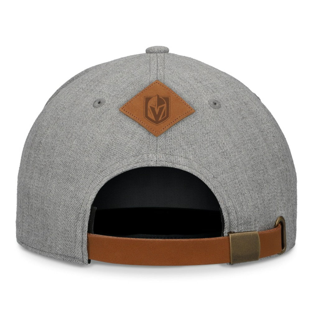 Vegas Golden Knights Fanatics Elements A-Frame Leather Strapback Hat - Heather Gray - NHL 200496213