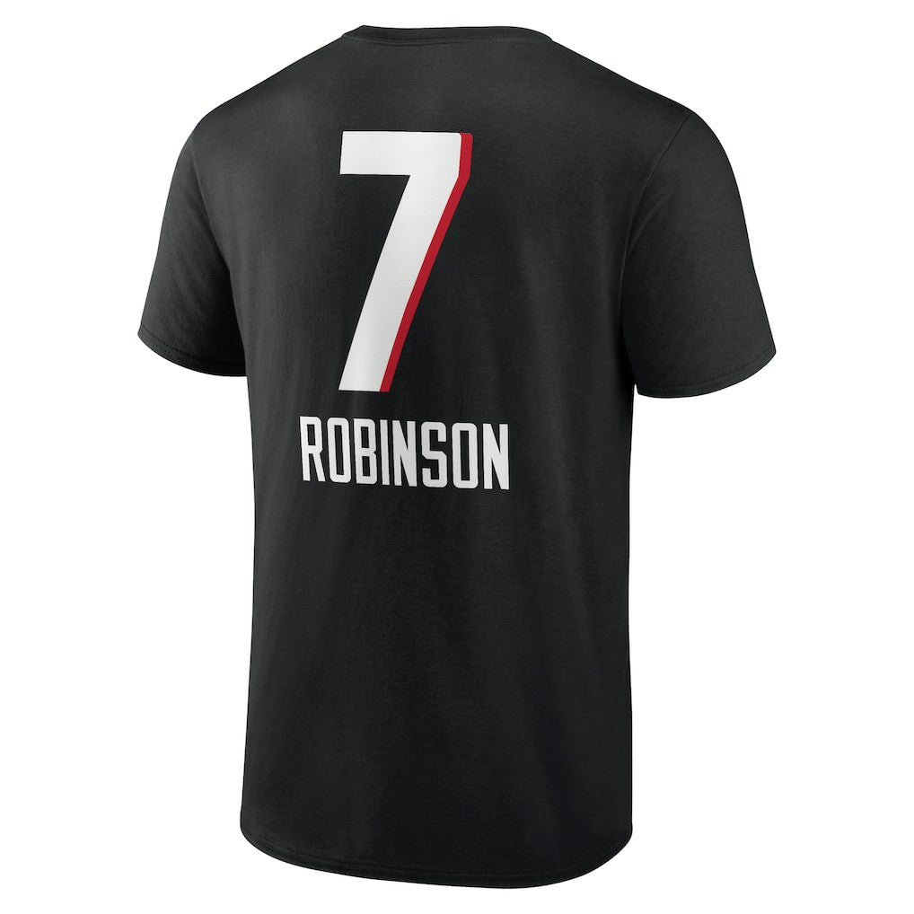 Bijan Robinson Atlanta Falcons Team Wordmark Name & Number T-Shirt Black