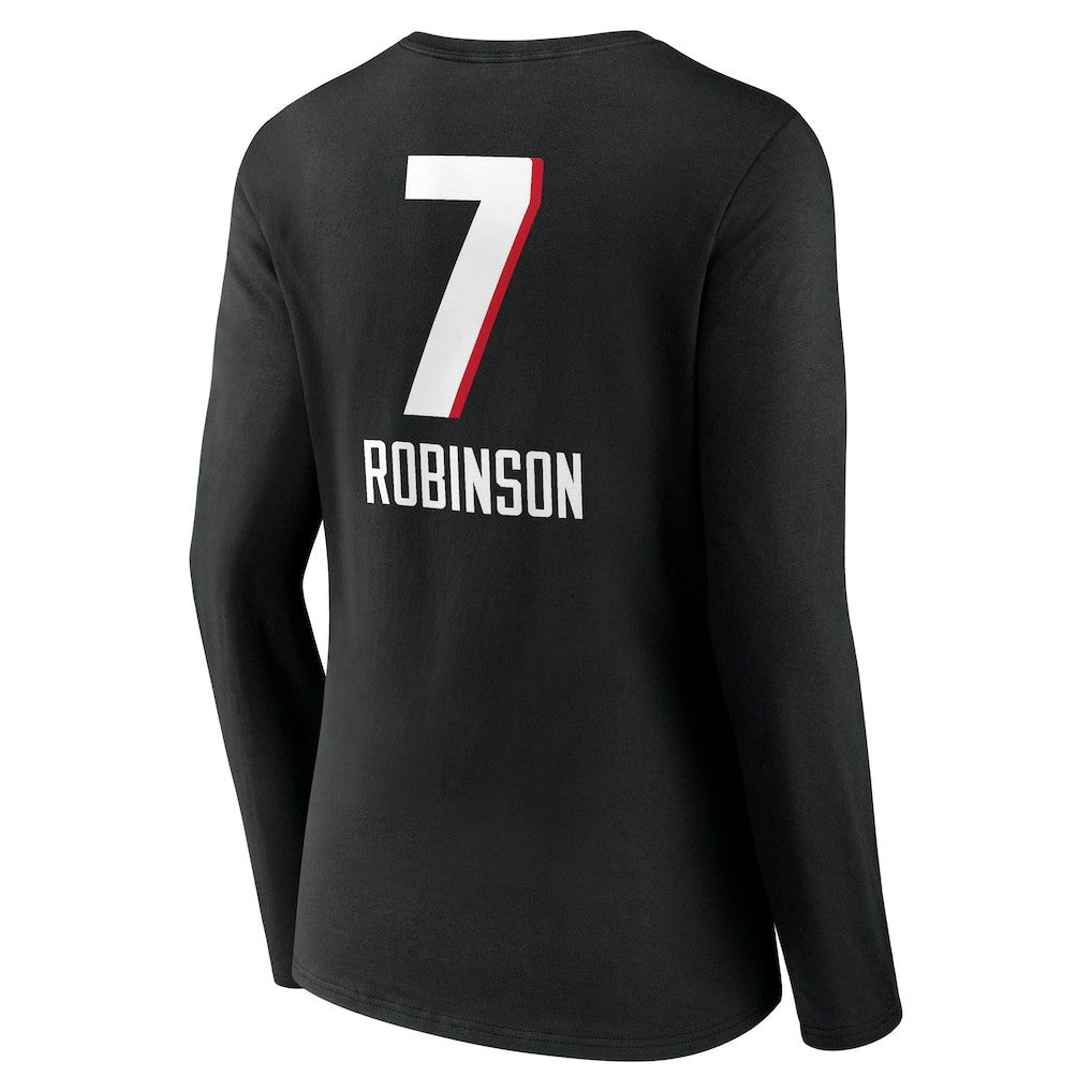 Bijan Robinson Atlanta Falcons Women's Team Wordmark Name & Number Long Sleeve V-Neck T-Shirt Black