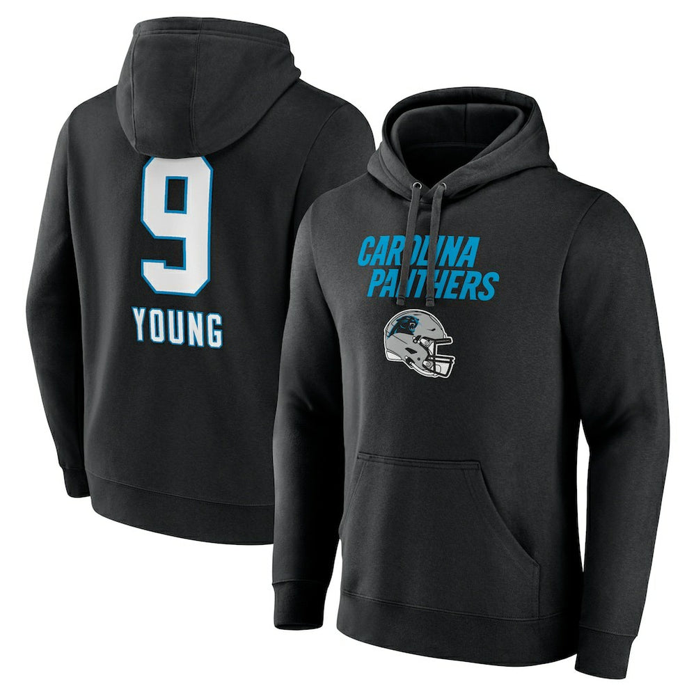 Bryce Young Carolina Panthers Team Wordmark Name & Number Pullover Hoodie Black