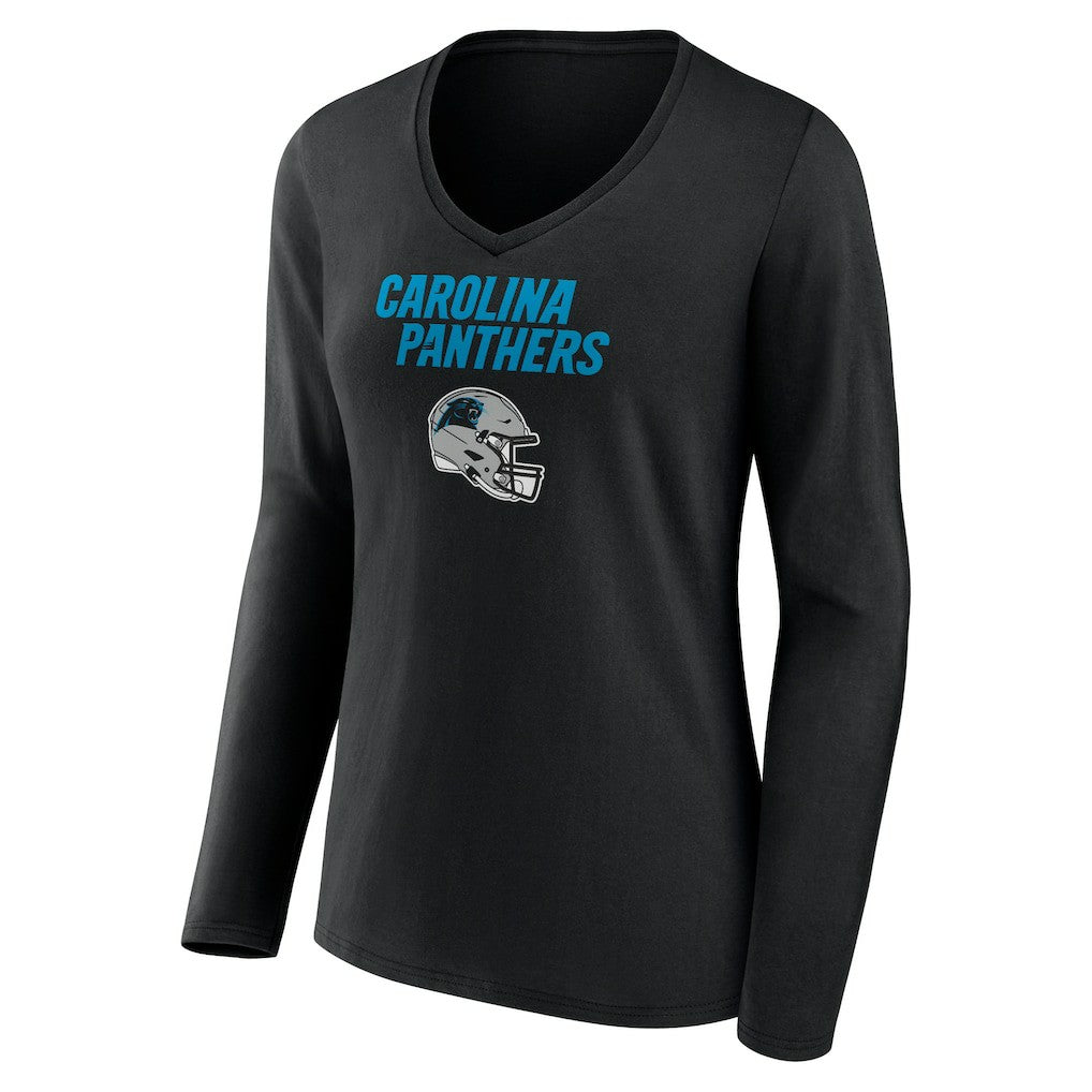 Bryce Young Carolina Panthers Women's Team Wordmark Name & Number Long Sleeve V-Neck T-Shirt Black