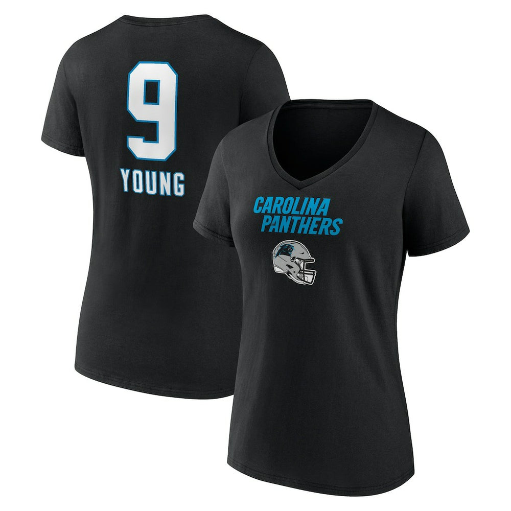 Bryce Young Carolina Panthers Women's Team Wordmark Name & Number V-Neck T-Shirt Black