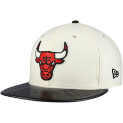 Chicago Bulls Faux Leather Visor Two-Tone 59FIFTY Fitted Hat Cream/Black | New Era discount