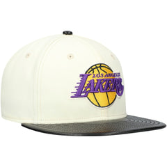 Los Angeles Lakers Faux Leather Visor Two-Tone 59FIFTY Fitted Hat White/Black | New Era Lifestyle