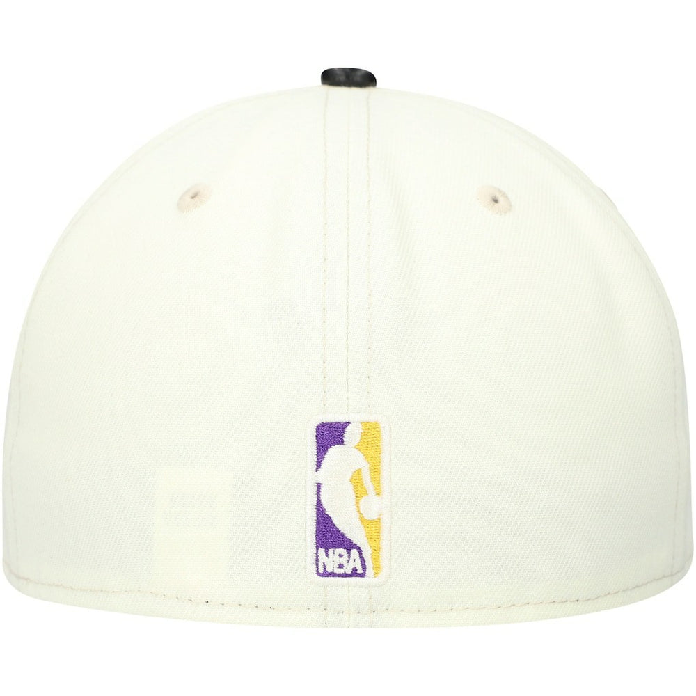 Los Angeles Lakers Faux Leather Visor Two-Tone 59FIFTY Fitted Hat White/Black | New Era Lifestyle