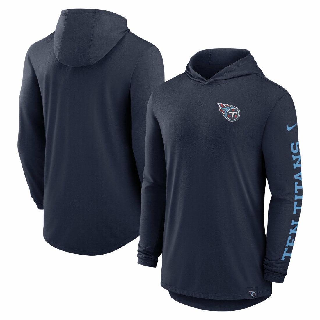 Nike Tennessee Titans Blitz Tri-Blend Dri-FIT Long Sleeve Hoodie T-Shirt Navy