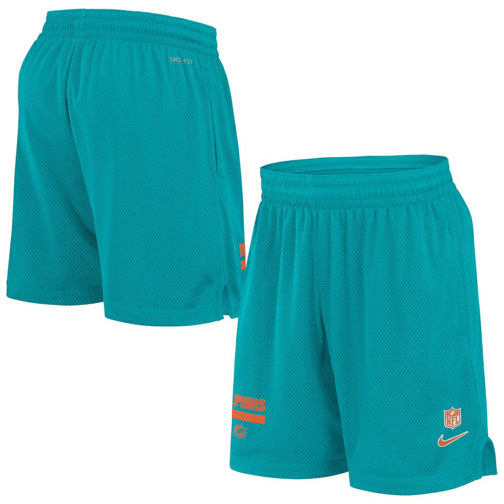 Nike Miami Dolphins 2024 Sideline Performance Mesh Shorts Aqua