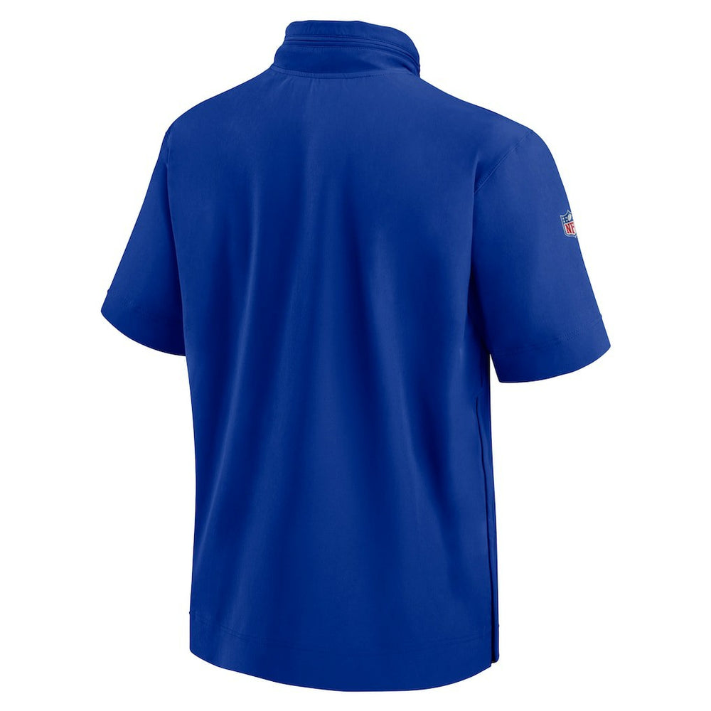 Nike Buffalo Bills 2024 Sideline Coach Short Sleeve Half-Zip Hoodie Jacket Royal