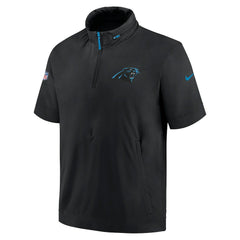 Nike Carolina Panthers 2024 Sideline Coach Short Sleeve Half-Zip Hoodie Jacket Black