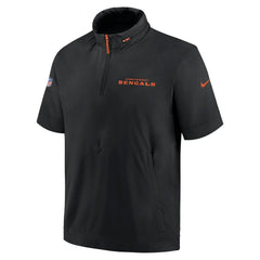 Nike Cincinnati Bengals 2024 Sideline Coach Short Sleeve Half-Zip Hoodie Jacket Black