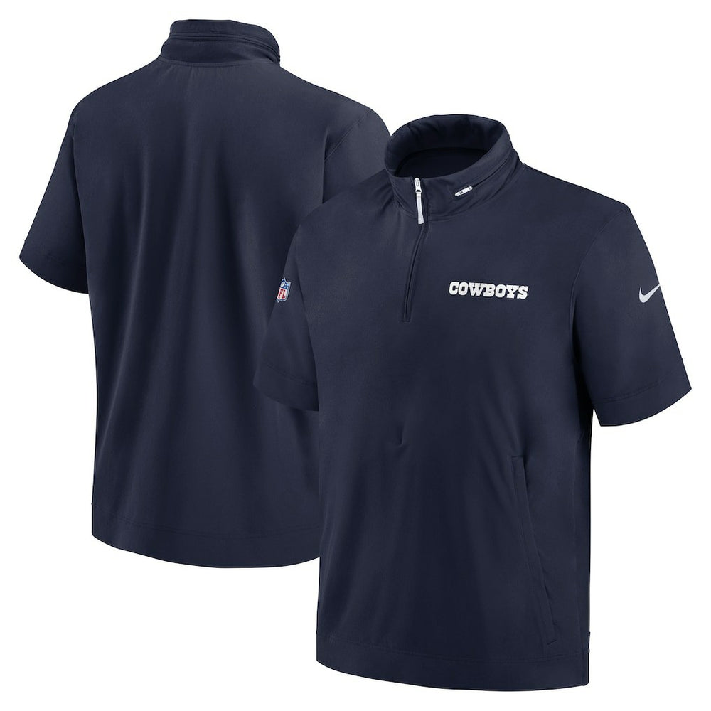 Nike Dallas Cowboys 2024 Sideline Coach Short Sleeve Half-Zip Hoodie Jacket Navy