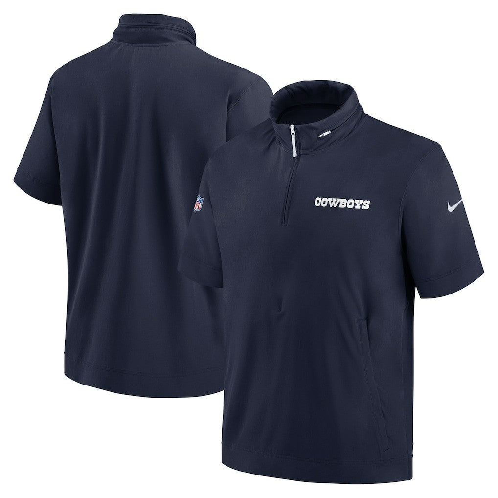 Nike Dallas Cowboys 2024 Sideline Coach Short Sleeve Half-Zip Hoodie Jacket Navy