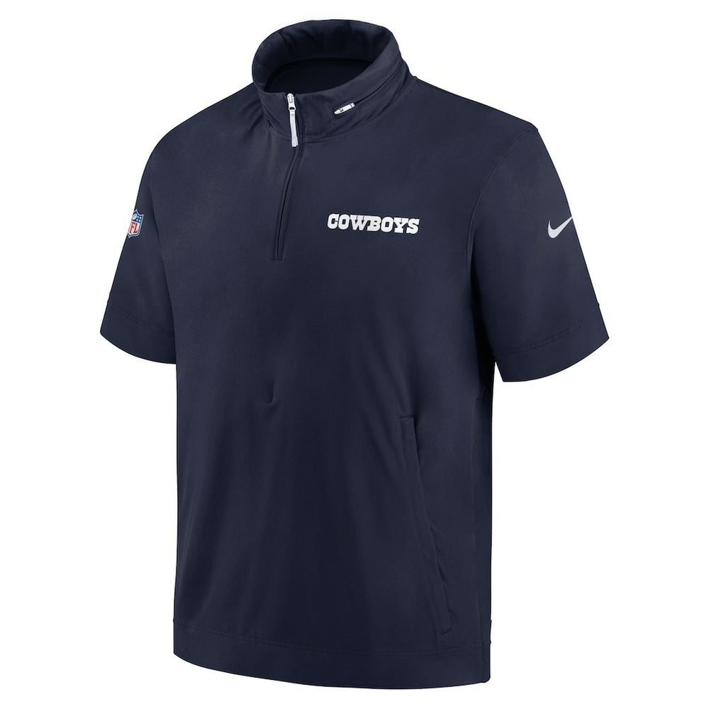 Nike Dallas Cowboys 2024 Sideline Coach Short Sleeve Half-Zip Hoodie Jacket Navy