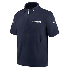 Nike Dallas Cowboys 2024 Sideline Coach Short Sleeve Half-Zip Hoodie Jacket Navy