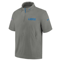 Nike Detroit Lions 2024 Sideline Coach Short Sleeve Half-Zip Hoodie Jacket Gray
