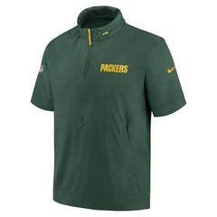 Nike Green Bay Packers 2024 Sideline Coach Short Sleeve Half-Zip Hoodie Jacket Green