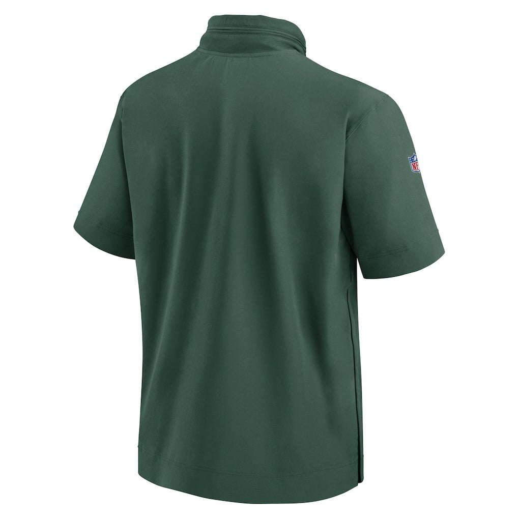 Nike Green Bay Packers 2024 Sideline Coach Short Sleeve Half-Zip Hoodie Jacket Green