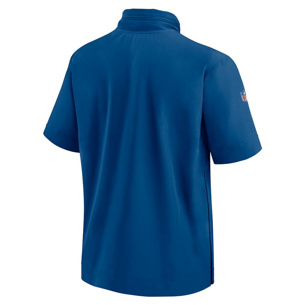 Nike Indianapolis Colts 2024 Sideline Coach Short Sleeve Half-Zip Hoodie Jacket Royal
