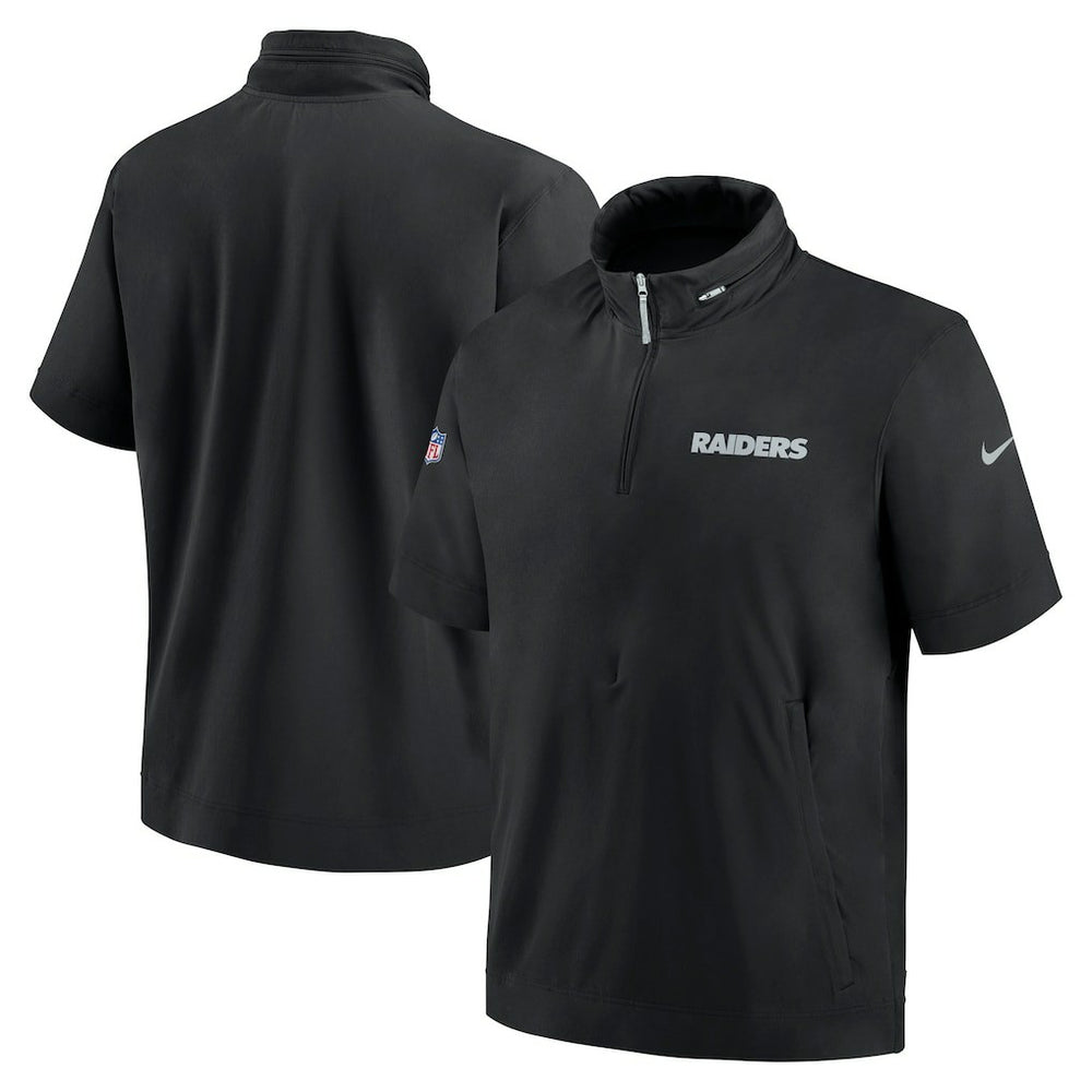 Nike Las Vegas Raiders 2024 Sideline Coach Short Sleeve Half-Zip Hoodie Jacket Black