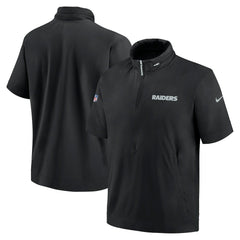 Nike Las Vegas Raiders 2024 Sideline Coach Short Sleeve Half-Zip Hoodie Jacket Black