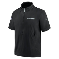 Nike Las Vegas Raiders 2024 Sideline Coach Short Sleeve Half-Zip Hoodie Jacket Black