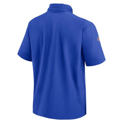 Nike Los Angeles Rams 2024 Sideline Coach Short Sleeve Half-Zip Hoodie Jacket Royal