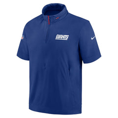 Nike New York Giants 2024 Sideline Coach Short Sleeve Half-Zip Hoodie Jacket Royal