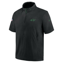 Nike New York Jets 2024 Sideline Coach Short Sleeve Half-Zip Hoodie Jacket Black