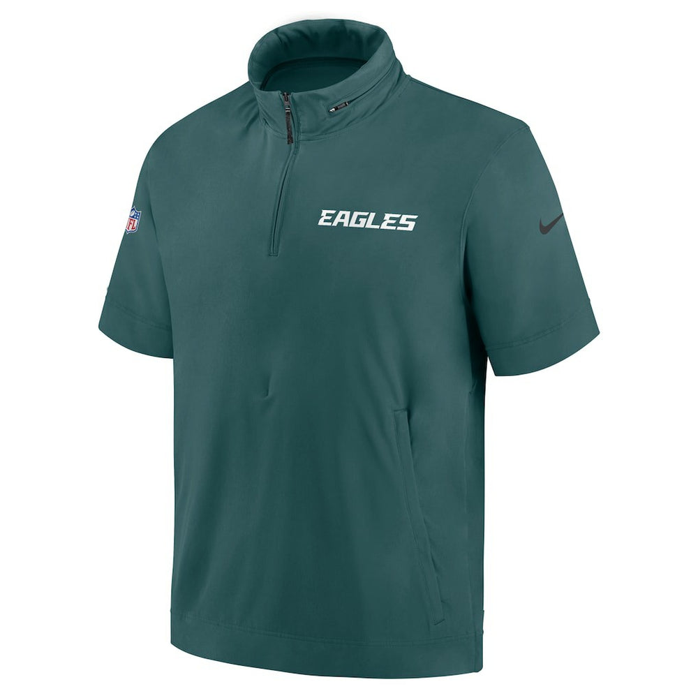 Nike Philadelphia Eagles 2024 Sideline Coach Short Sleeve Half-Zip Hoodie Jacket Midnight Green