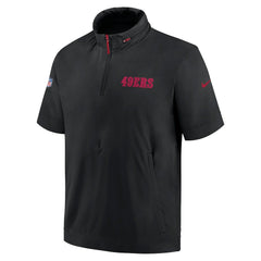 Nike San Francisco 49ers 2024 Sideline Coach Short Sleeve Half-Zip Hoodie Jacket Black
