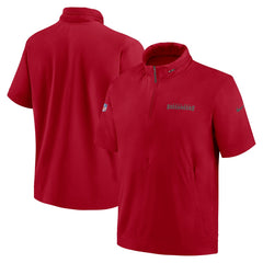Nike Tampa Bay Buccaneers 2024 Sideline Coach Short Sleeve Half-Zip Hoodie Jacket Red