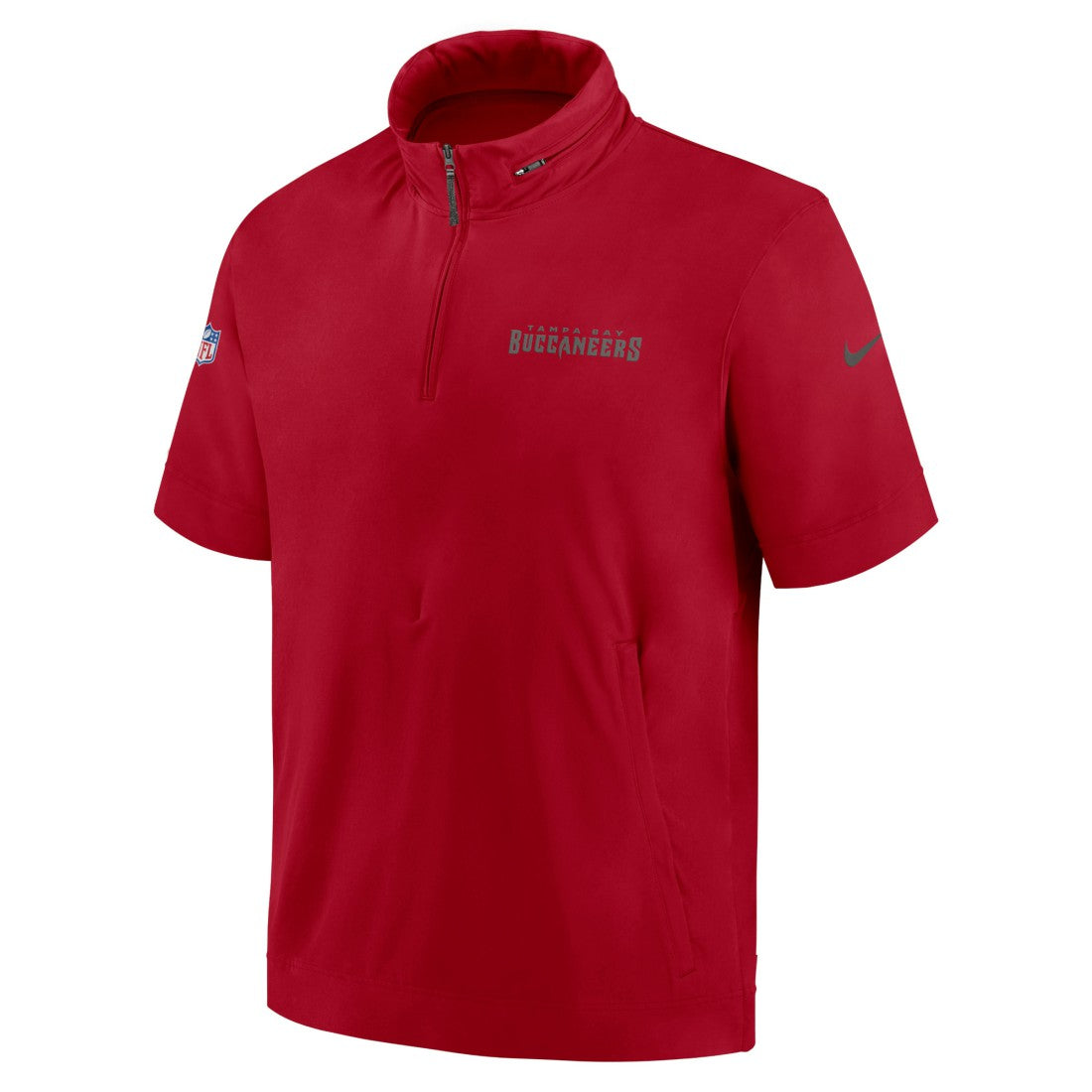 Nike Tampa Bay Buccaneers 2024 Sideline Coach Short Sleeve Half-Zip Hoodie Jacket Red