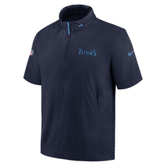 Nike Tennessee Titans 2024 Sideline Coach Short Sleeve Half-Zip Hoodie Jacket Navy