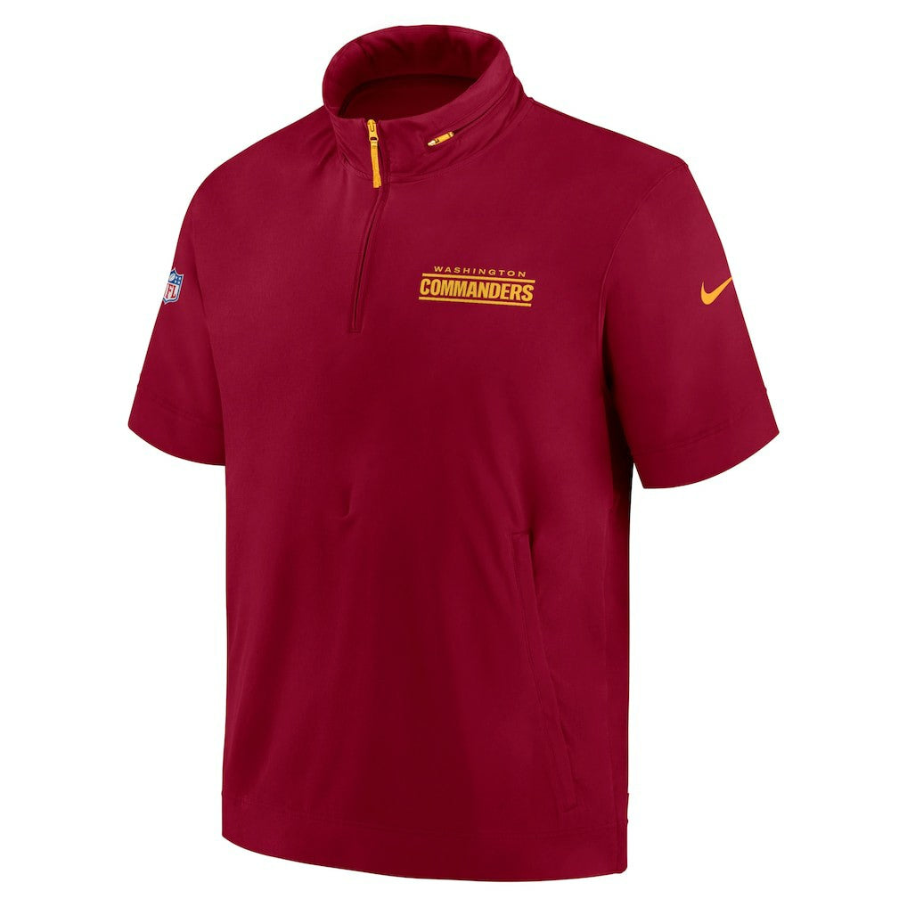 Nike Washington Commanders 2024 Sideline Coach Short Sleeve Half-Zip Hoodie Jacket Burgundy