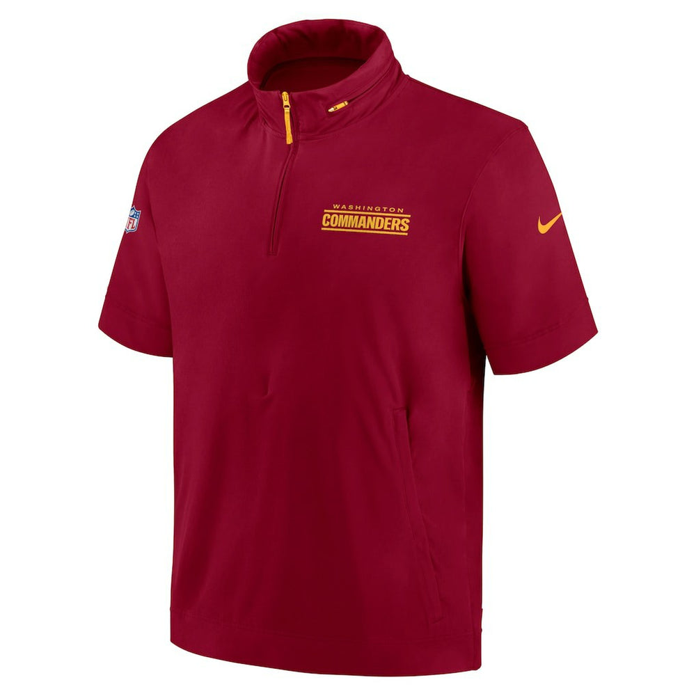 Nike Washington Commanders 2024 Sideline Coach Short Sleeve Half-Zip Hoodie Jacket Burgundy