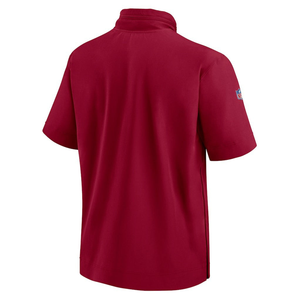 Nike Washington Commanders 2024 Sideline Coach Short Sleeve Half-Zip Hoodie Jacket Burgundy