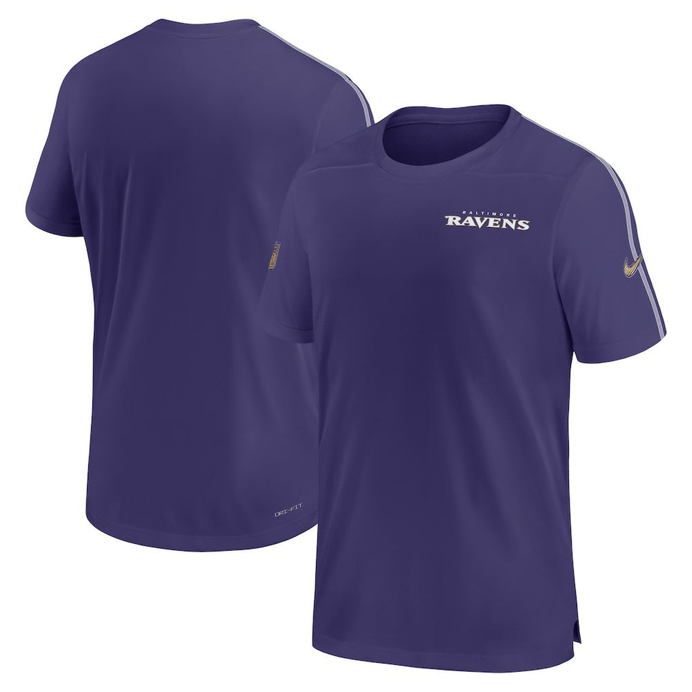Nike Baltimore Ravens 2024 Sideline Coach UV Performance T-Shirt Purple