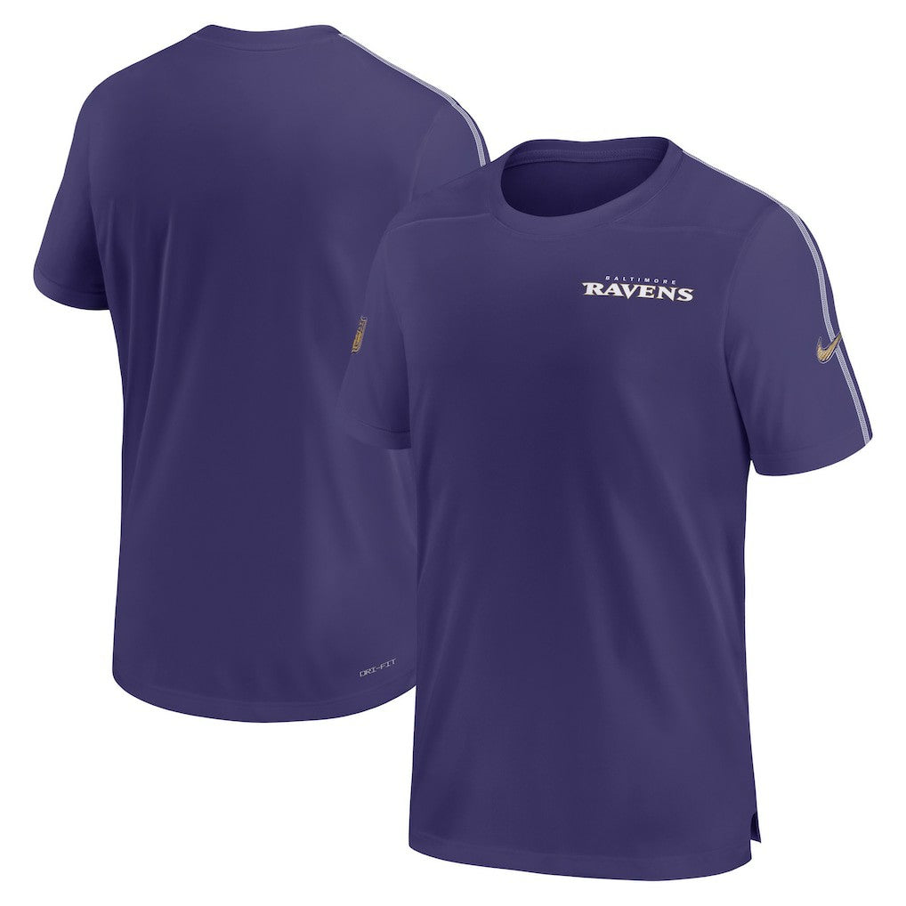 Nike Baltimore Ravens 2024 Sideline Coach UV Performance T-Shirt Purple