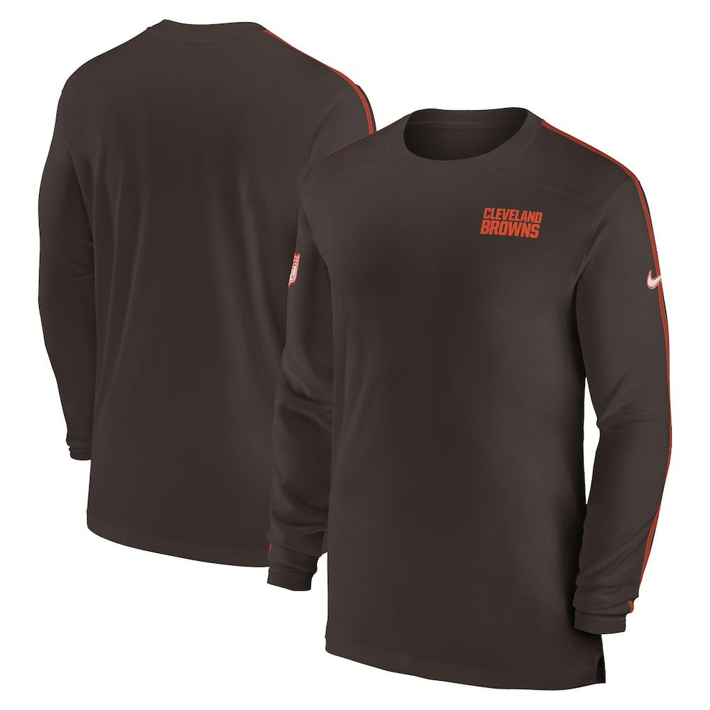 Nike Cleveland Browns Sideline Coach UV Performance Long Sleeve T-Shirt Brown