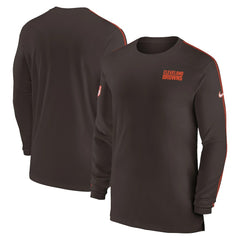 Nike Cleveland Browns Sideline Coach UV Performance Long Sleeve T-Shirt Brown