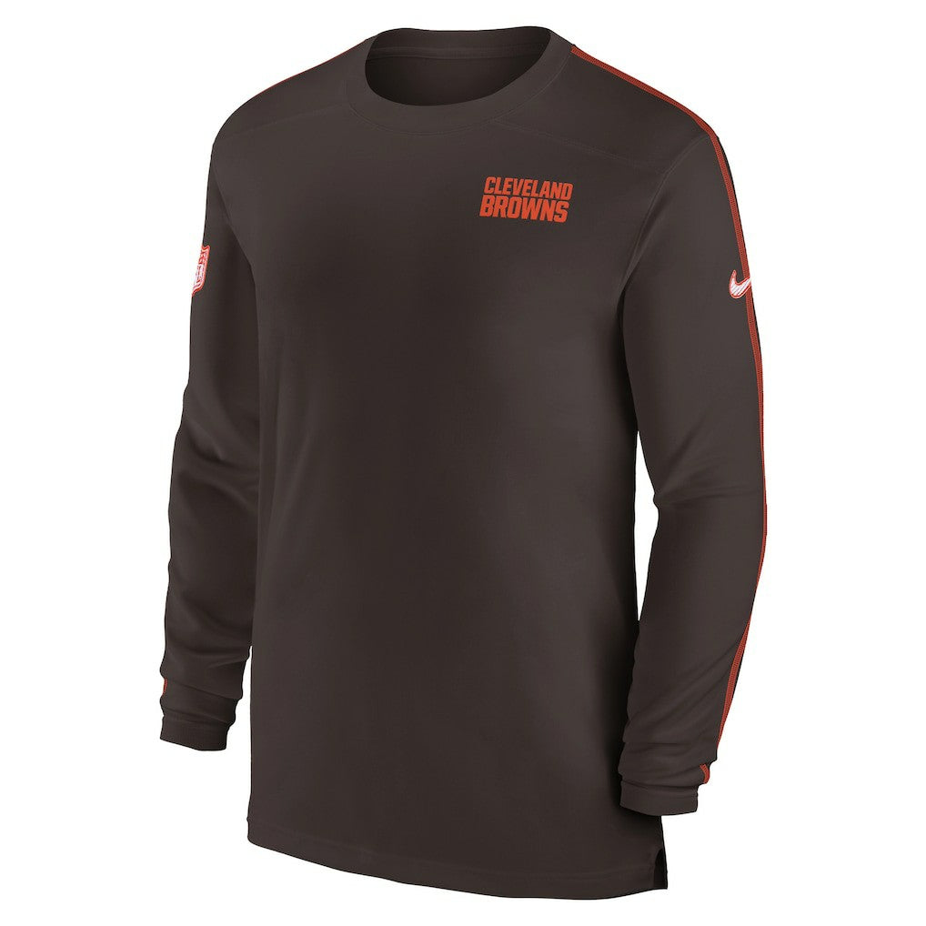 Nike Cleveland Browns Sideline Coach UV Performance Long Sleeve T-Shirt Brown