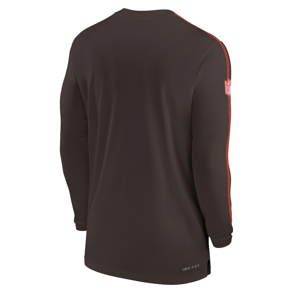 Nike Cleveland Browns Sideline Coach UV Performance Long Sleeve T-Shirt Brown