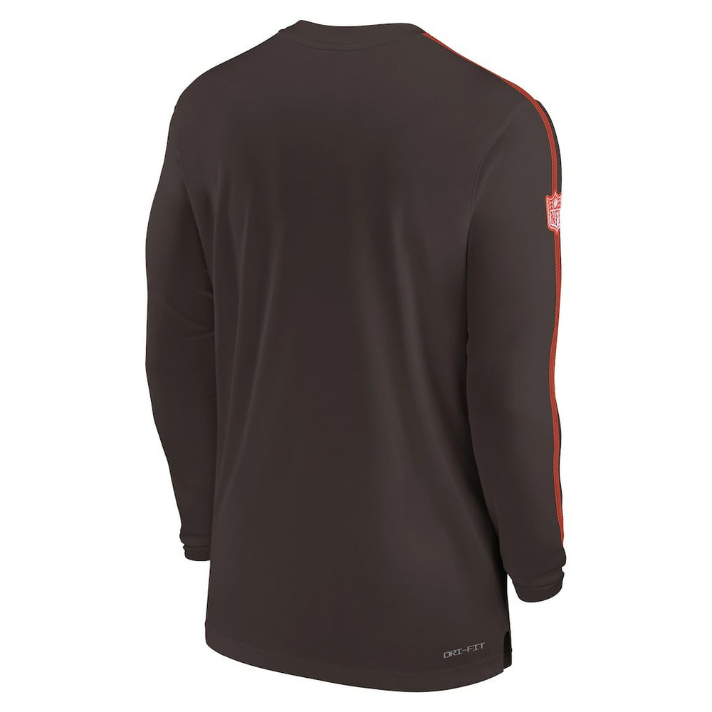Nike Cleveland Browns Sideline Coach UV Performance Long Sleeve T-Shirt Brown