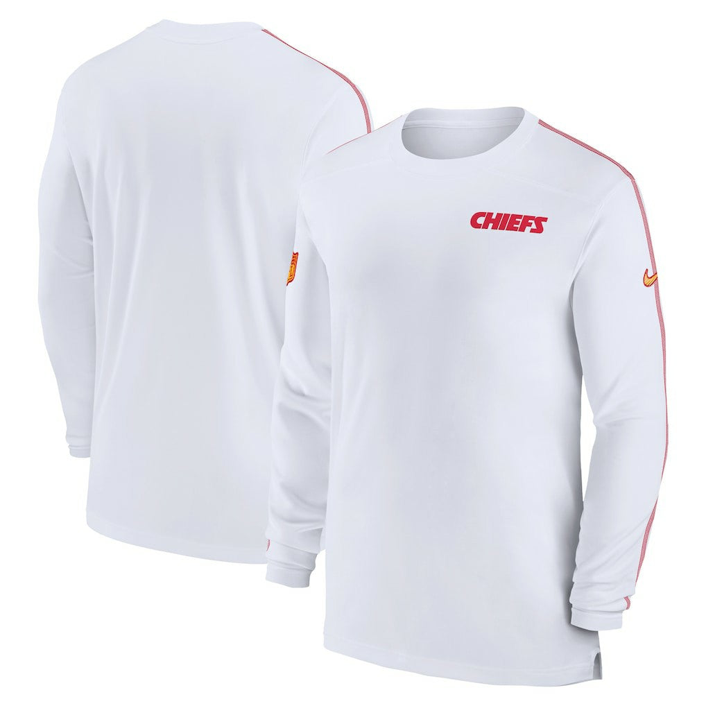 Nike Kansas City Chiefs Sideline Coach UV Performance Long Sleeve T-Shirt White