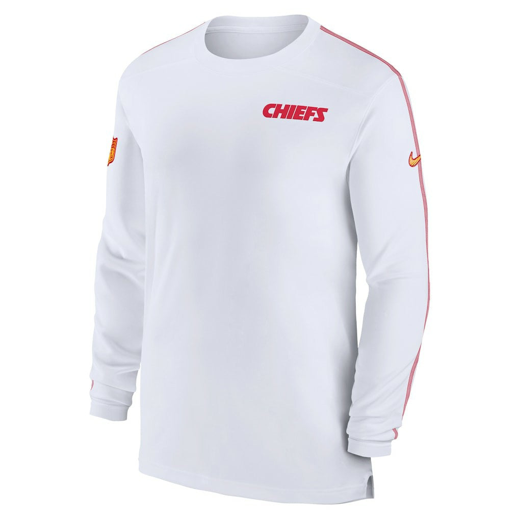 Nike Kansas City Chiefs Sideline Coach UV Performance Long Sleeve T-Shirt White